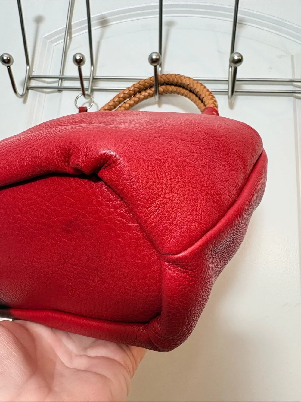 Fossil Red Pebbled Leather Mini Hobo Handbag ZB8590 + Matching Card Case Bundle